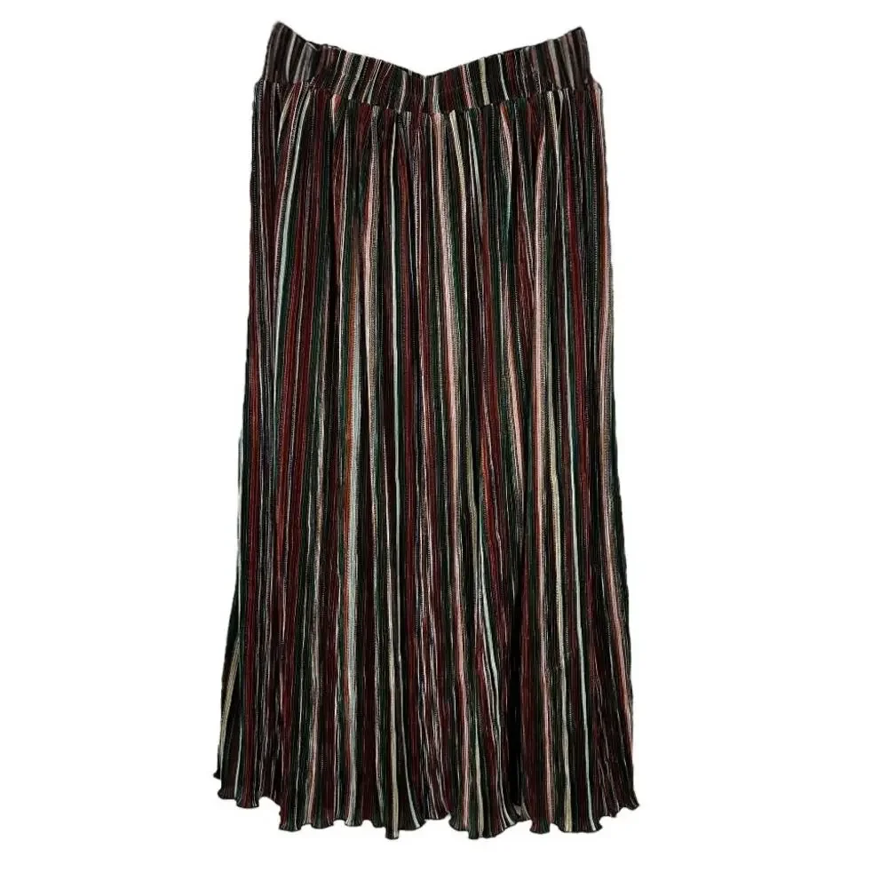 Anthropologie See U Soon Red Green Multicolor Striped Skirt Size 4
